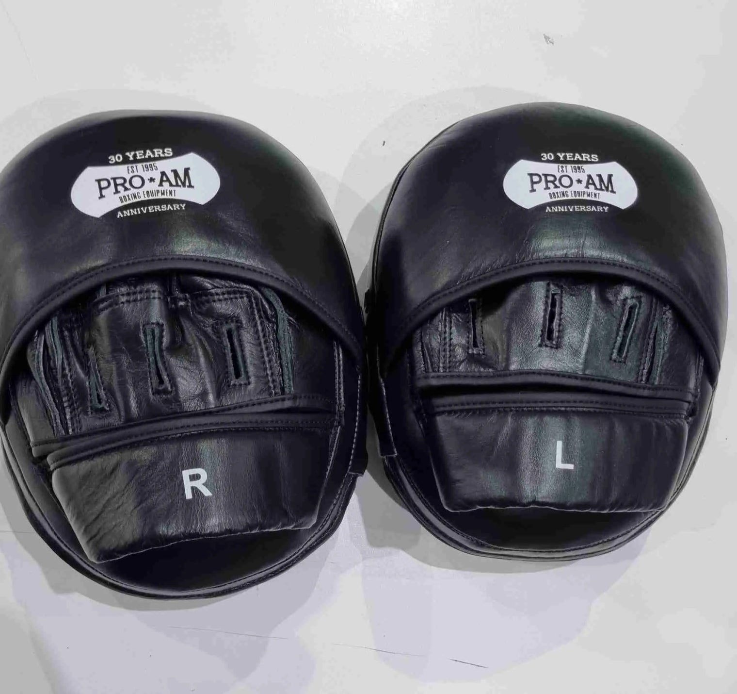 Pro-Am Original Air Hook & Jab Pads by Proamboxinguk, lightweight boxing training equipment with replaceable foam padding.