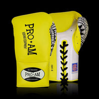 Proamboxinguk Valero professional boxing gloves with BBBofC approval, featuring black and red design and padded wrist support.