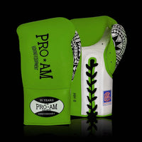Proamboxinguk Valero professional contest boxing gloves with BBBofC approval, showing black and red padded gloves for boxing competitions.