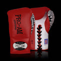 Proamboxinguk Valero professional boxing gloves with BBBofC approval, showing padded wrist support and durable leather exterior.