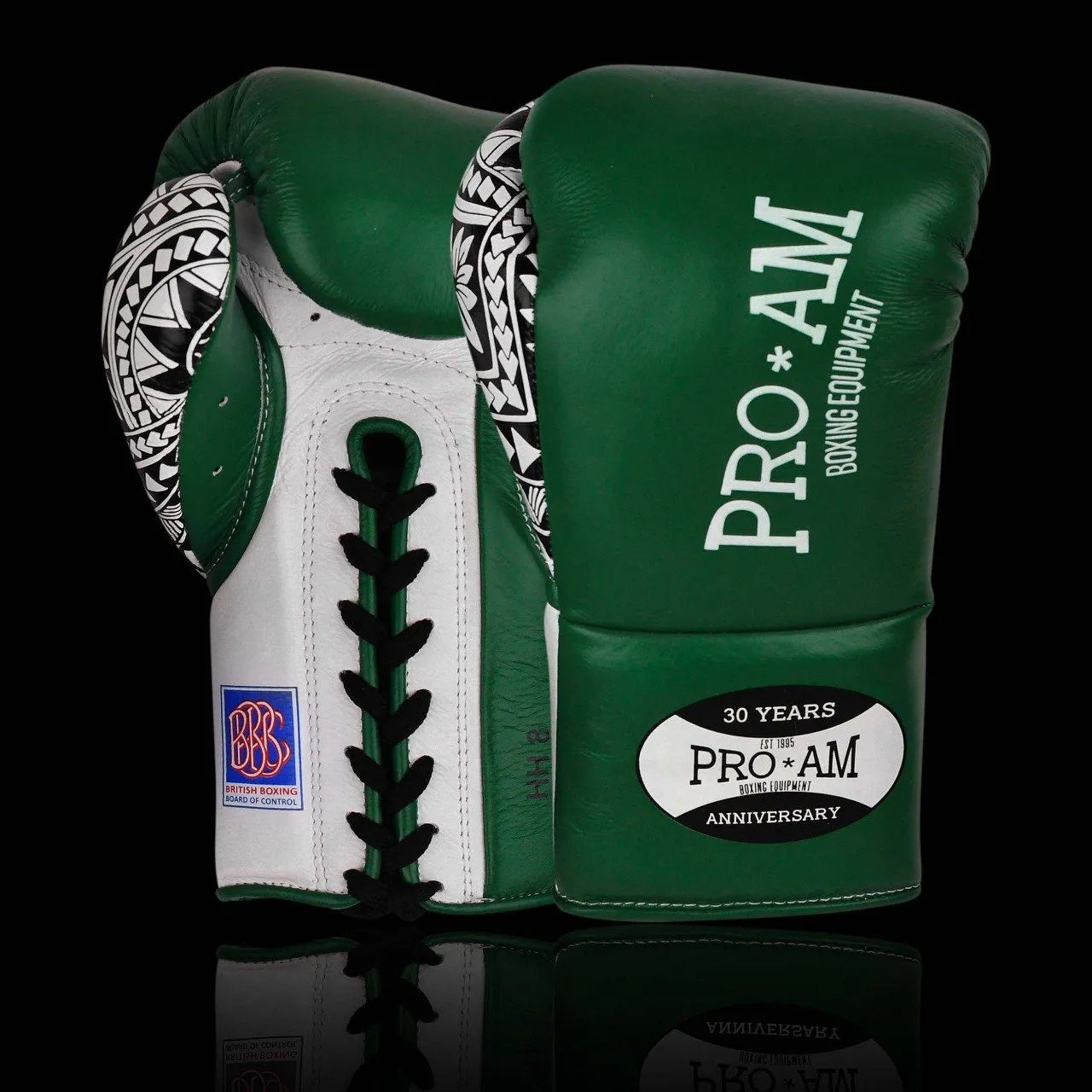 Proamboxinguk Valero professional contest boxing gloves with BBBofC approval, featuring black and red design and padded wrist support.