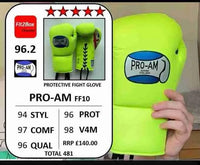 Pro-Am Undisputed professional boxing gloves by Proamboxinguk, BBBofC approved, featuring black leather with padding for training and competitions.