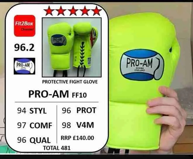 Pro-Am Undisputed professional boxing gloves by Proamboxinguk, BBBofC approved, featuring black leather with padding for training and competitions.