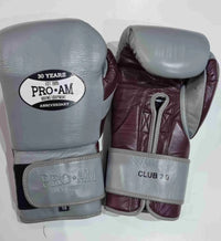 Pro-Am Club Range 2.0 boxing gloves by Proamboxinguk, black and red gloves with foam padding for training and sparring.