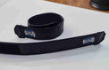 Proamboxinguk lace to Velcro boxing glove conversion straps shown in black, with adjustable hook-and-loop fasteners for secure fit.