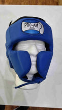 Pro-Am Professional Sparring Headguard by Proamboxinguk showing padded headgear with adjustable straps for boxing training.