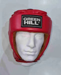 Greenhill IBA approved amateur boxing headgear by Proamboxinguk showing padded headguard with adjustable straps and ventilation for protection