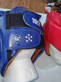 Greenhill IBA approved amateur boxing headguard by Proamboxinguk showing padded head protection and adjustable straps