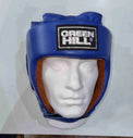Greenhill IBA approved amateur boxing headguard by Proamboxinguk, featuring padded protection and adjustable straps for a secure fit.