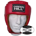 Greenhill IBA approved amateur boxing headguard by Proamboxinguk, showing padded exterior and adjustable straps for protection