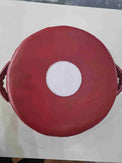 Medium Mexican leather punch shield for boxing, 35cm, by Proamboxinguk, showing padded surface and handles for training.