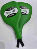 Pro-Am Boxing Paddles Hook & Jab Pads, boxing training equipment with black and red foam padding and adjustable straps.