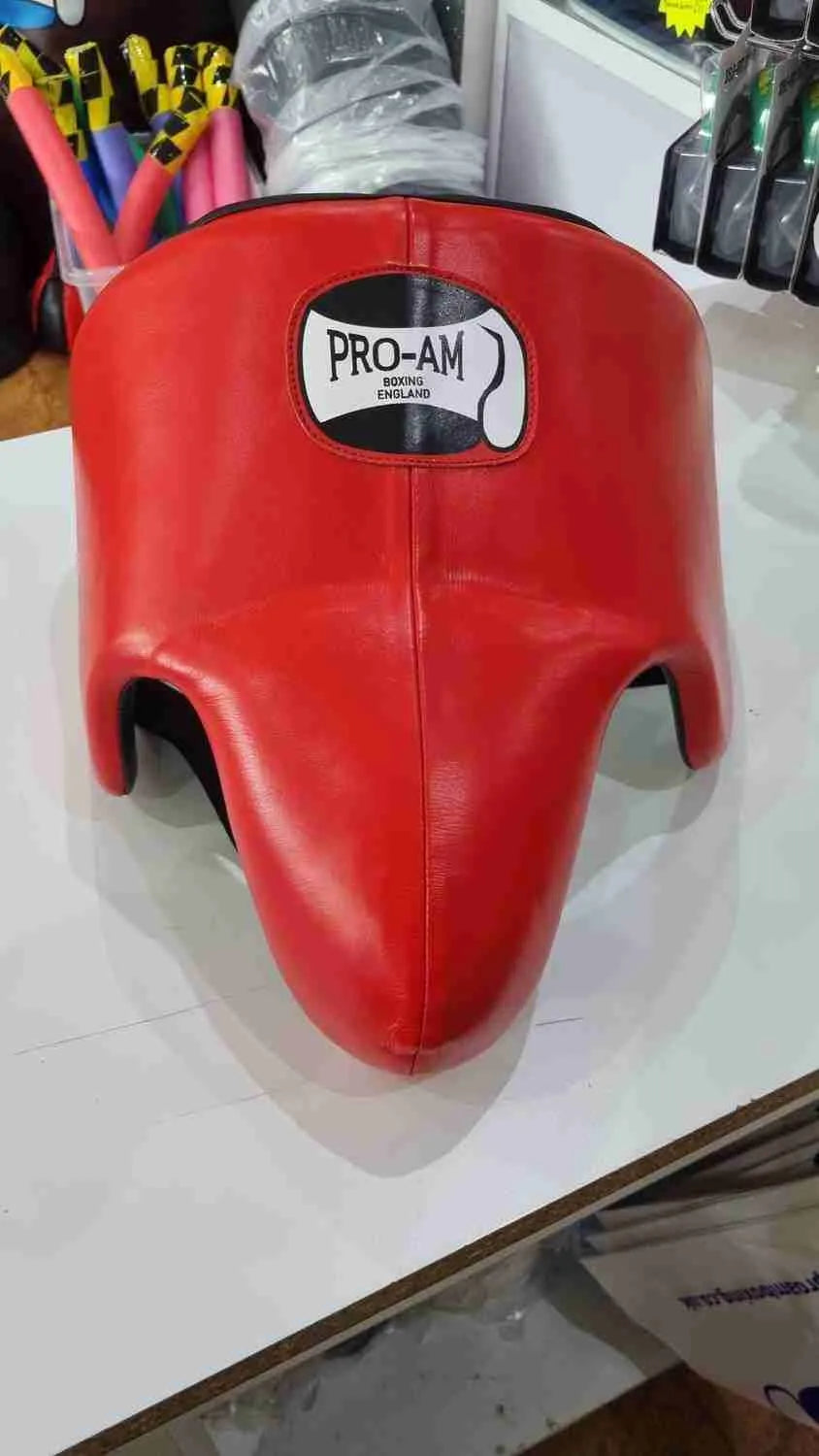Pro-Am No Foul abdominal guard and groin protector for boxing, black protective gear with adjustable straps, by Proamboxinguk
