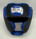 Pro-Am lightweight boxing headguard by Proamboxinguk, showing padded protection and adjustable straps for boxing training.