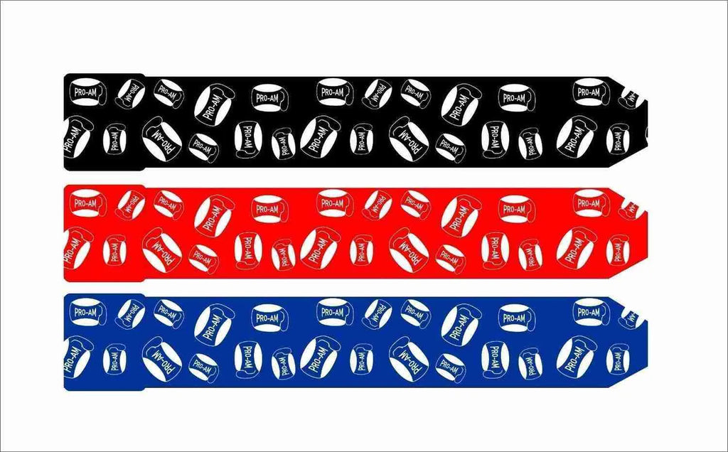 Pro-Am Stretch Boxing Handwraps by Proamboxinguk, showing blue and black stretch hand wraps for boxing training.