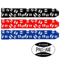 Pro-Am Stretch Boxing Hand Wraps by Proamboxinguk, showing black and red elastic hand wraps designed for boxing training and protection.