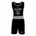 Custom Proamboxinguk boxing shorts and vest with logo, designed for club training and competition.