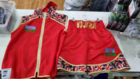 Custom adult boxing ring shorts and jacket set by Proamboxinguk, featuring athletic fabric and vibrant design details.
