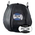 Pro-Am Small Leather Maize Ball boxing speedball from Proamboxinguk, showing a close-up of the leather surface and stitching.