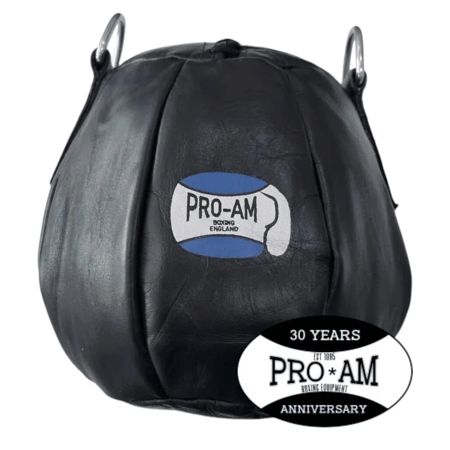 Pro-Am Small Leather Maize Ball boxing speedball from Proamboxinguk, showing a close-up of the leather surface and stitching.