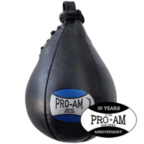 Pro-Am Peanut Speedball boxing speed training equipment with a black and red speedball mounted on a metal stand.