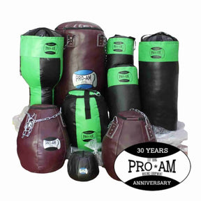 Pro-Am Vinyl Punch Bag in green and black, durable boxing bag for training and fitness workouts by Proamboxinguk.