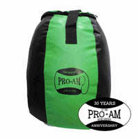 Pro-Am Vinyl Punch Bag in green and black, heavy-duty boxing bag for training by Proamboxinguk.
