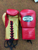 Pro-Am Club 2.0 Lace-Up Training Boxing Gloves by Proamboxinguk, showing black gloves with white accents and lace-up closure.