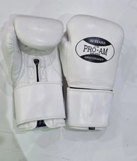 Pro-Am Professional Hybrid 2 sparring gloves with Velcro strap by Proamboxinguk, showing black and red boxing gloves with adjustable closure