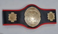 Pro-Am Champions boxing belt with custom award design, featuring engraved plaque and detailed leather strap, by Proamboxinguk.