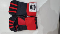 Pro-Am Pro Fast Wraps boxing hand wraps in black with blue accents, showing the quick and easy wrap design for boxing training.