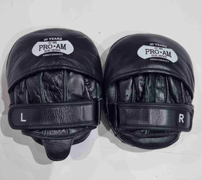 Pro-Am Micro Boxing Mitts by Proamboxinguk, close-up of foam padded training mitts for boxing practice and training.
