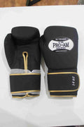 Pro-Am Club 0's Range boxing gloves by Proamboxinguk, showing black and red training gloves with padding and adjustable straps.
